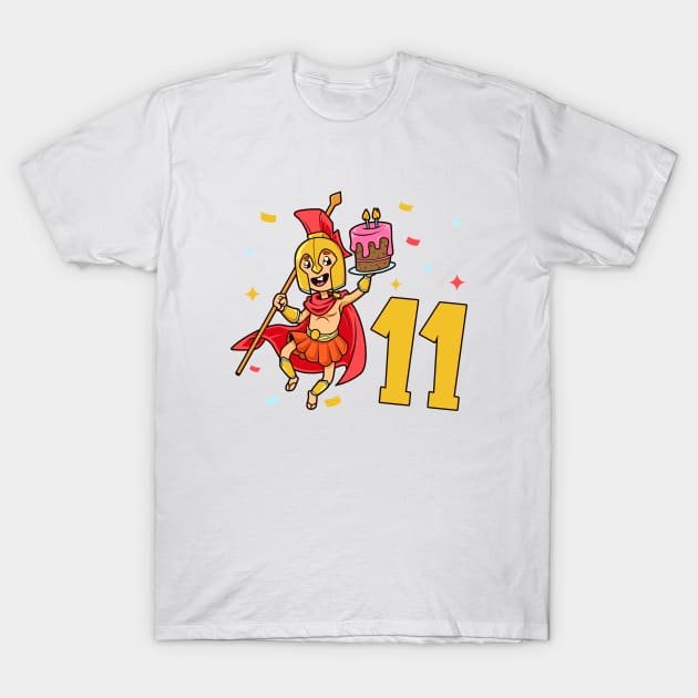 I am 11 with Spartan - kids birthday 11 years old T-Shirt by Modern Medieval Design